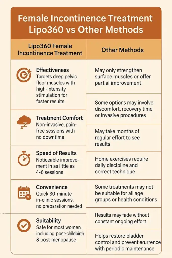 Comprehensive Guide To Female Incontinence Treatment Options 1 Table showing benefits of incontinence treatment Walsall